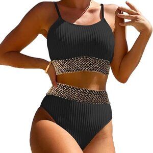 Two Piece Ribbed Bikini Sets Crop Top